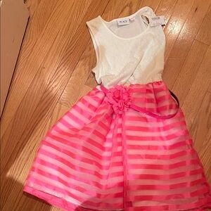 The Children's Place Pink and White Striped Dress